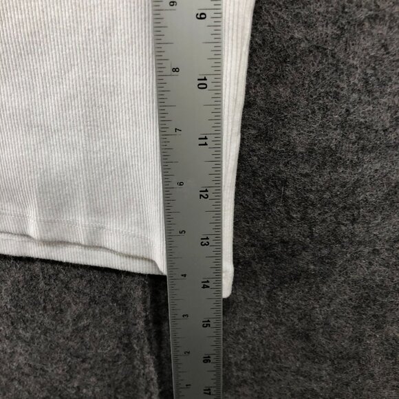 Zara Cropped Cami Top Womens M White Ribbed Square Neck Tube Stretch Fitted - Picture 4 of 6